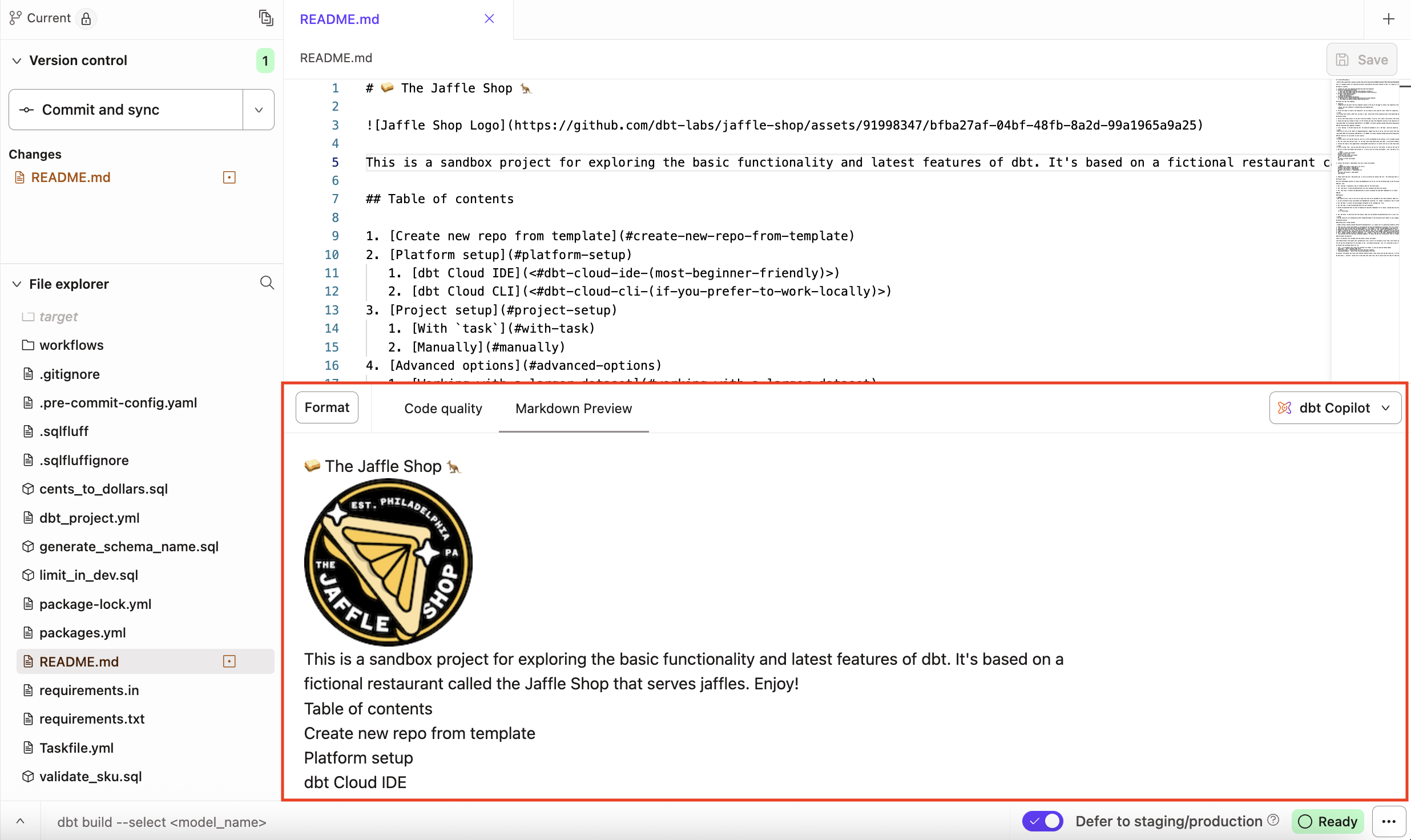 The Markdown Preview console tab renders markdown code below the Editor tab. The Markdown Preview console tab renders markdown code below the Editor tab.